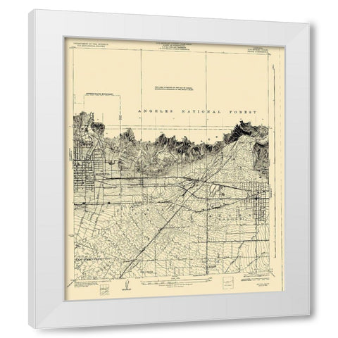 Azusa California Quad - USGS 1928 White Modern Wood Framed Art Print by USGS