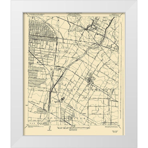 Bell California Quad - USGS 1925 White Modern Wood Framed Art Print by USGS