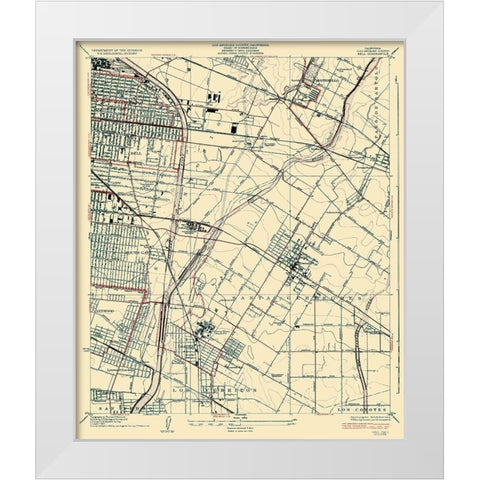 Bell California Quad - USGS 1936 White Modern Wood Framed Art Print by USGS