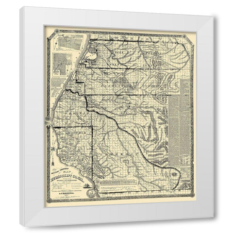 Humboldt California Landowner - Doolittle 1865 White Modern Wood Framed Art Print by Doolittle