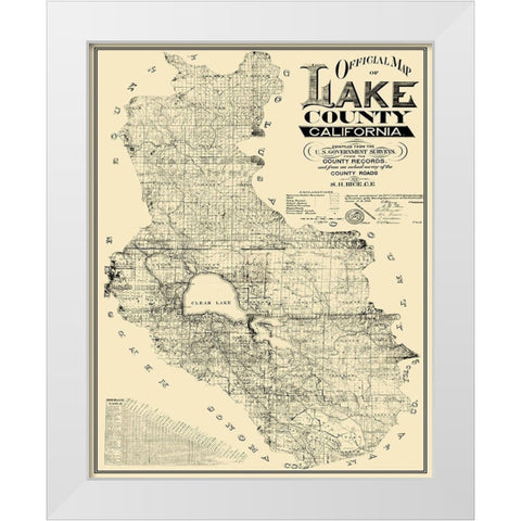 Lake California Landowner - Rice 1892 White Modern Wood Framed Art Print by Rice