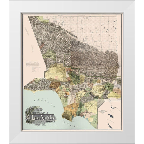 Los Angeles California - Wright 1898 White Modern Wood Framed Art Print by Wright