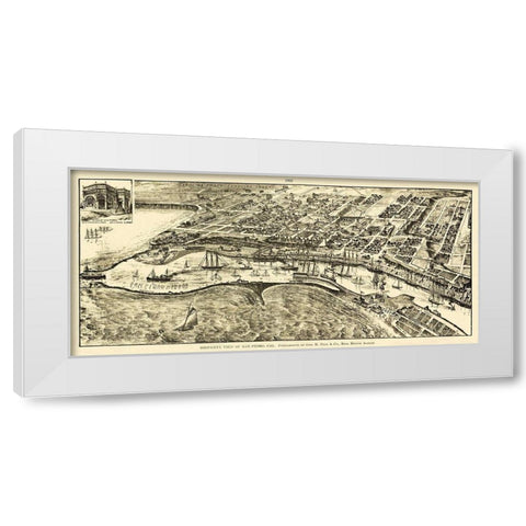 San Pedro California - Peck 1905 White Modern Wood Framed Art Print by Peck