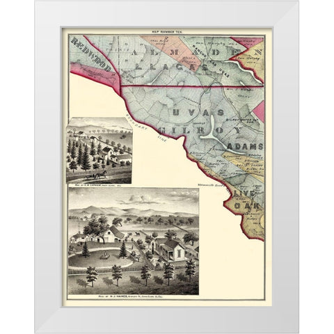 Santa Clara California Landowner - Thomas 1876 White Modern Wood Framed Art Print by Thomas