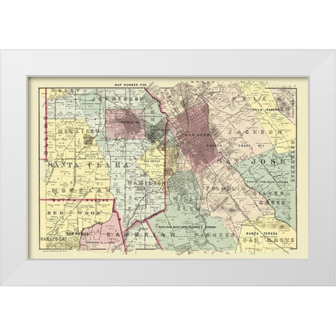 Santa Clara Northeast California Landowner White Modern Wood Framed Art Print by Thomas