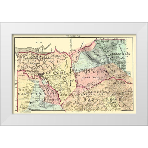 Santa Clara California Landowner - Thomas 1876 White Modern Wood Framed Art Print by Thomas