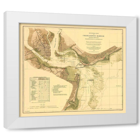 Charleston Harbor South Carolina - Krebs 1865 White Modern Wood Framed Art Print by Krebs