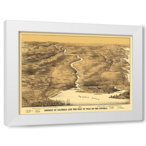 District of Columbia Seat of War On Potomac White Modern Wood Framed Art Print by Bohn