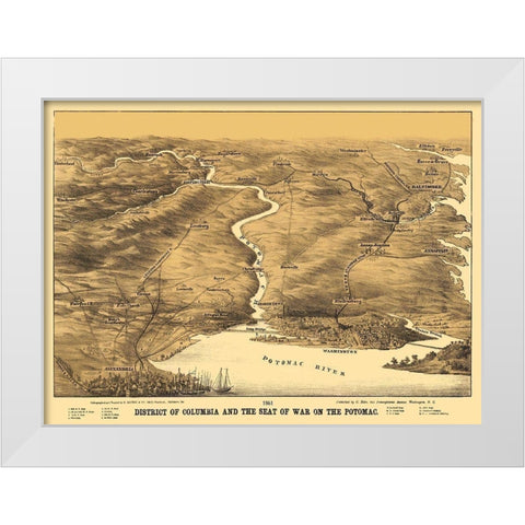 District of Columbia Seat of War On Potomac White Modern Wood Framed Art Print by Bohn