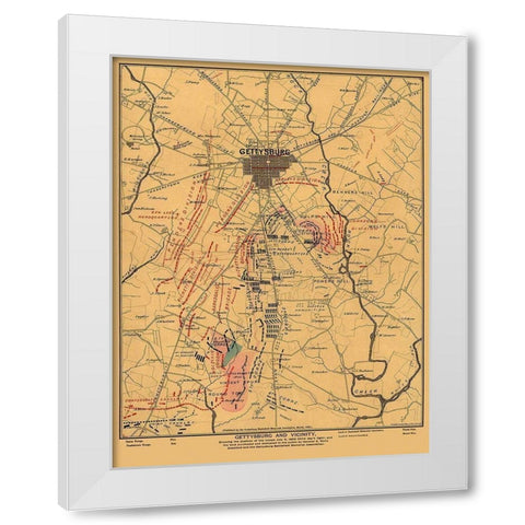Gettysburg and Vicinity Pennsylvania - Hunter 1863 White Modern Wood Framed Art Print by Hunter