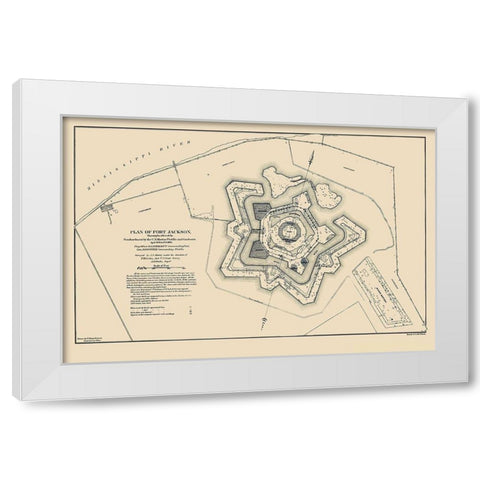 Fort Jackson Louisiana - Bache 1862 White Modern Wood Framed Art Print by Bache