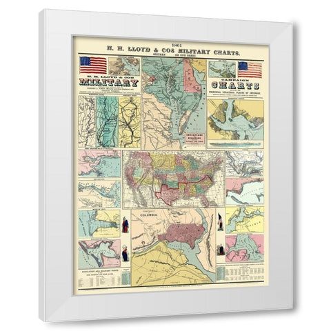 Campaign Military Charts of Strategic Places White Modern Wood Framed Art Print by Lloyd