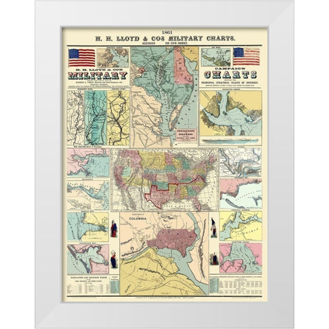 Campaign Military Charts of Strategic Places White Modern Wood Framed Art Print by Lloyd