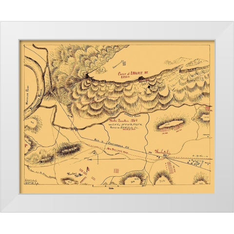 Lookout Mountain Battle Tennessee - Blakeslee White Modern Wood Framed Art Print by Blakeslee