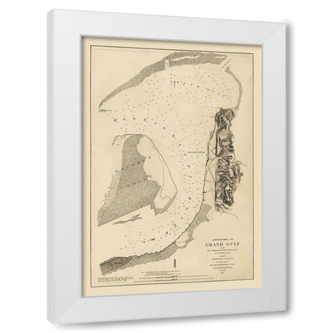 Approaches to Grand Gulf Mississippi - Bache 1864 White Modern Wood Framed Art Print by Bache