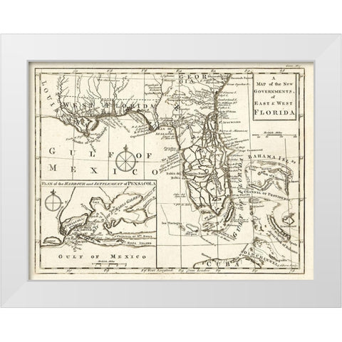 Florida - Gibson 1763 White Modern Wood Framed Art Print by Gibson