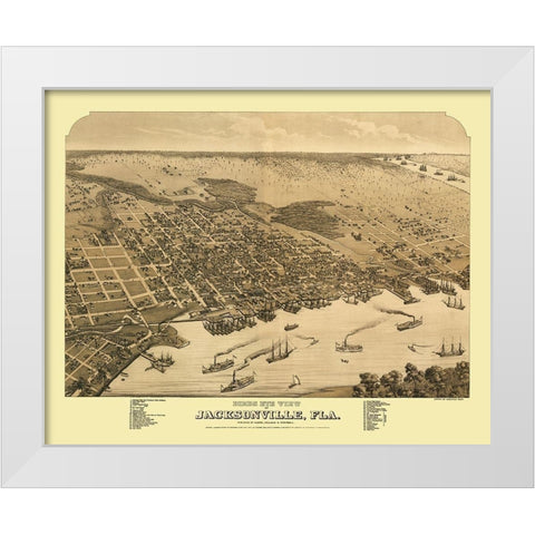 Jacksonville Florida - Alvord 1876 White Modern Wood Framed Art Print by Alvord