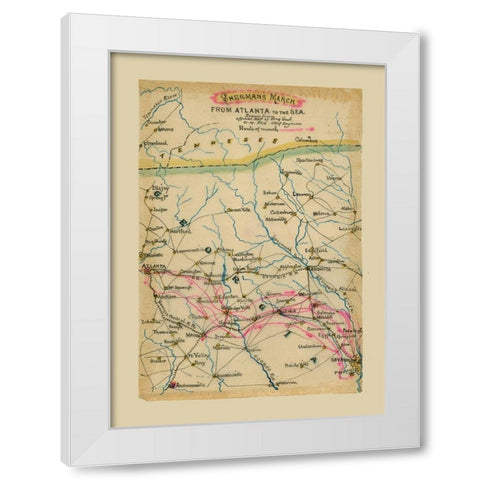 Georgia Shermans March - Poe 1864 White Modern Wood Framed Art Print by Poe