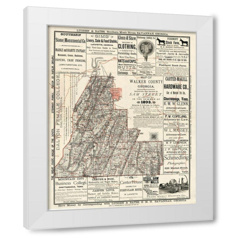 Walker County Georgia - Street 1893 White Modern Wood Framed Art Print by Street