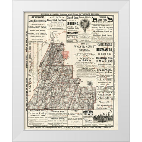 Walker County Georgia - Street 1893 White Modern Wood Framed Art Print by Street