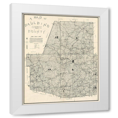 Paulding County Georgia - West 1896 White Modern Wood Framed Art Print by West