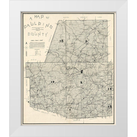 Paulding County Georgia - West 1896 White Modern Wood Framed Art Print by West