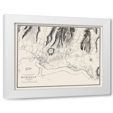 Honolulu Hawaii - Wall 1887 White Modern Wood Framed Art Print by Wall