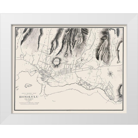 Honolulu Hawaii - Wall 1887 White Modern Wood Framed Art Print by Wall