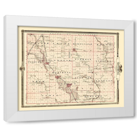 Mitchell Iowa Landowner - Andreas 1874 White Modern Wood Framed Art Print by Andreas