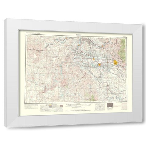 Boise Idaho Oregon Quad - USGS 1962 White Modern Wood Framed Art Print by USGS