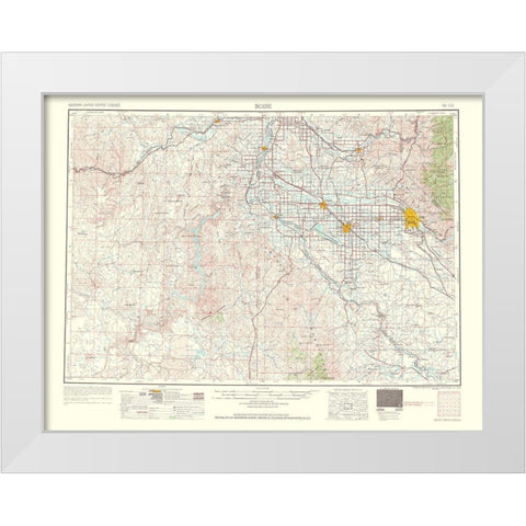 Boise Idaho Oregon Quad - USGS 1962 White Modern Wood Framed Art Print by USGS