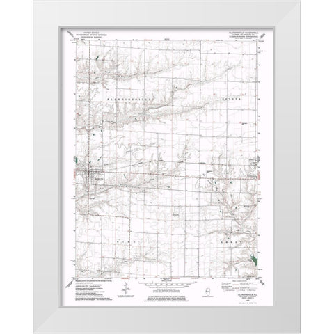 Blandinsville Illinois Quad - USGS 1974 White Modern Wood Framed Art Print by USGS