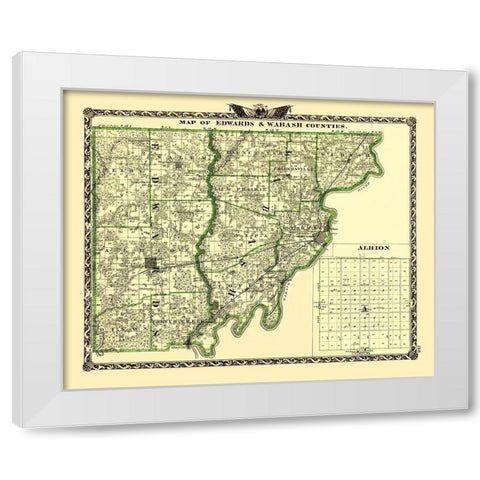 Edwards  Wabash Illinois Landowner - Warner 1870 White Modern Wood Framed Art Print by Warner