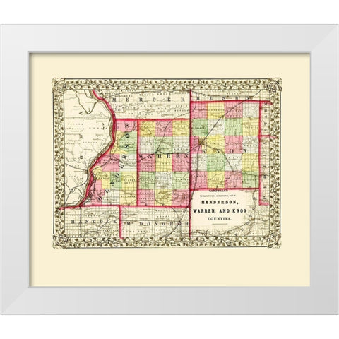 Henderson Warren Knox Illinois - Cambell 1870 White Modern Wood Framed Art Print by Cambell