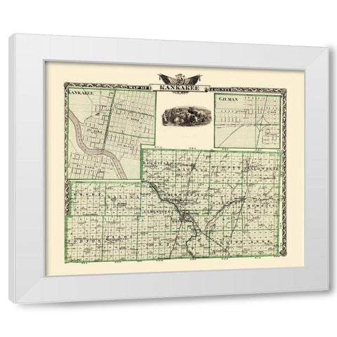 Kankakee Illinois Landowner - Warner 1876 White Modern Wood Framed Art Print by Warner