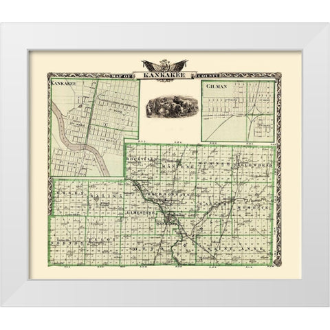 Kankakee Illinois Landowner - Warner 1876 White Modern Wood Framed Art Print by Warner