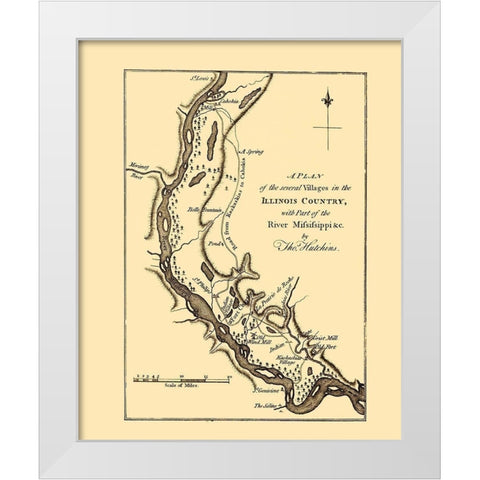 Mississippi River Villages - Hutchins 1778 White Modern Wood Framed Art Print by Hutchins
