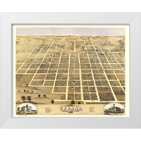 Urbana Illinois - Ruger 1869 White Modern Wood Framed Art Print by Ruger