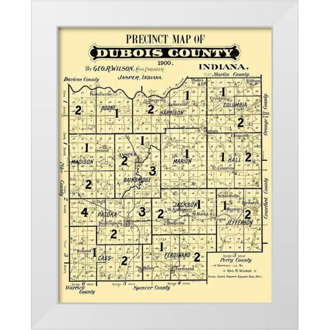 Dubois Indiana Precinct - Wilson 1900 White Modern Wood Framed Art Print by Wilson
