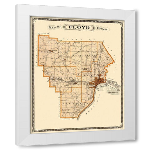 Floyd Indiana Landowner - Andreas 1876 White Modern Wood Framed Art Print by Andreas