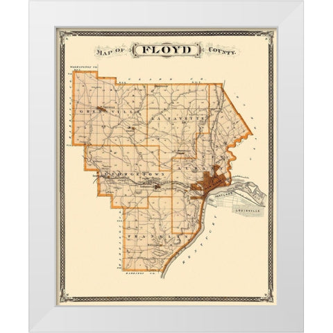 Floyd Indiana Landowner - Andreas 1876 White Modern Wood Framed Art Print by Andreas