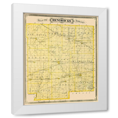 Hendricks Indiana Landowner - Andreas 1876 White Modern Wood Framed Art Print by Andreas