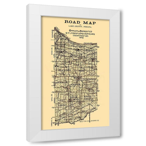 Lake Indiana - Knight 1906 White Modern Wood Framed Art Print by Knight