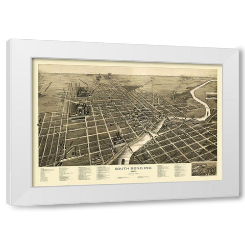 South Bend Indiana - Pauli 1890 White Modern Wood Framed Art Print by Pauli