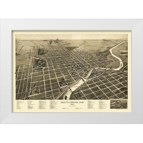 South Bend Indiana - Pauli 1890 White Modern Wood Framed Art Print by Pauli
