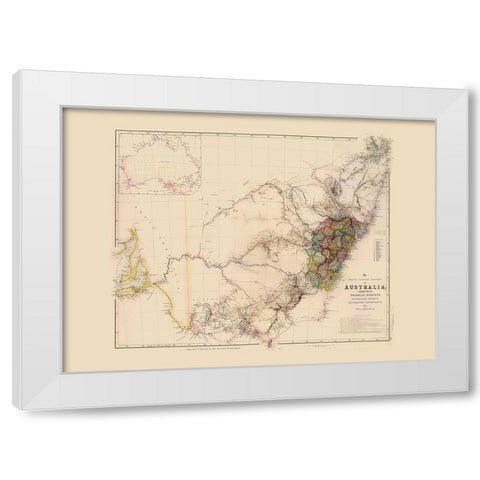 Southeast Australia - Arrowsmith 1844 White Modern Wood Framed Art Print by Arrowsmith