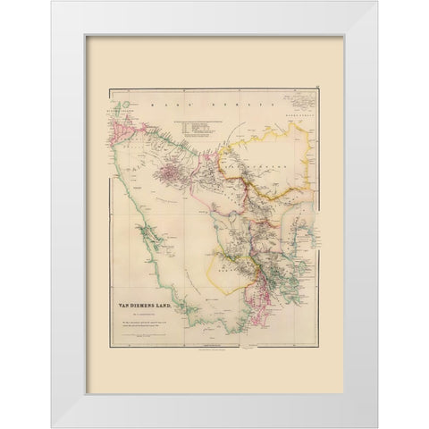 Australia Van Diemens Land Tasmania White Modern Wood Framed Art Print by Arrowsmith