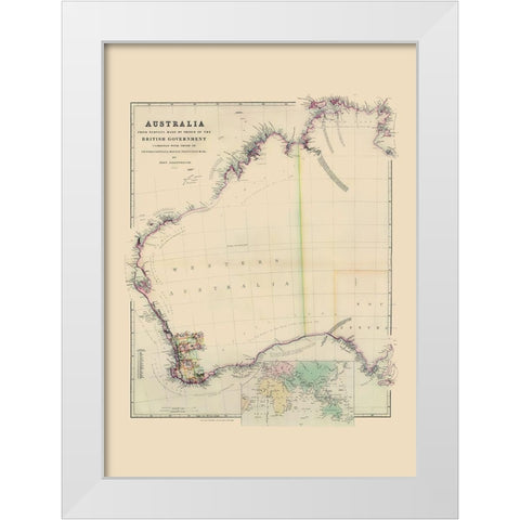 Australia Western Surveys - Arrowsmith 1844 White Modern Wood Framed Art Print by Arrowsmith