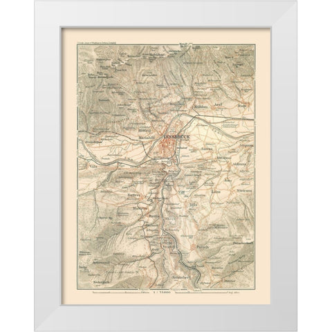 Innsbruck Region Austria - Baedeker 1910 White Modern Wood Framed Art Print by Baedeker