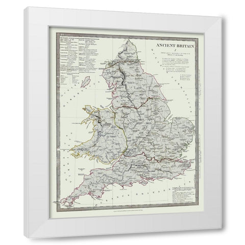 Ancient Britain United Kingdom - Baldwin 1830 White Modern Wood Framed Art Print by Baldwin